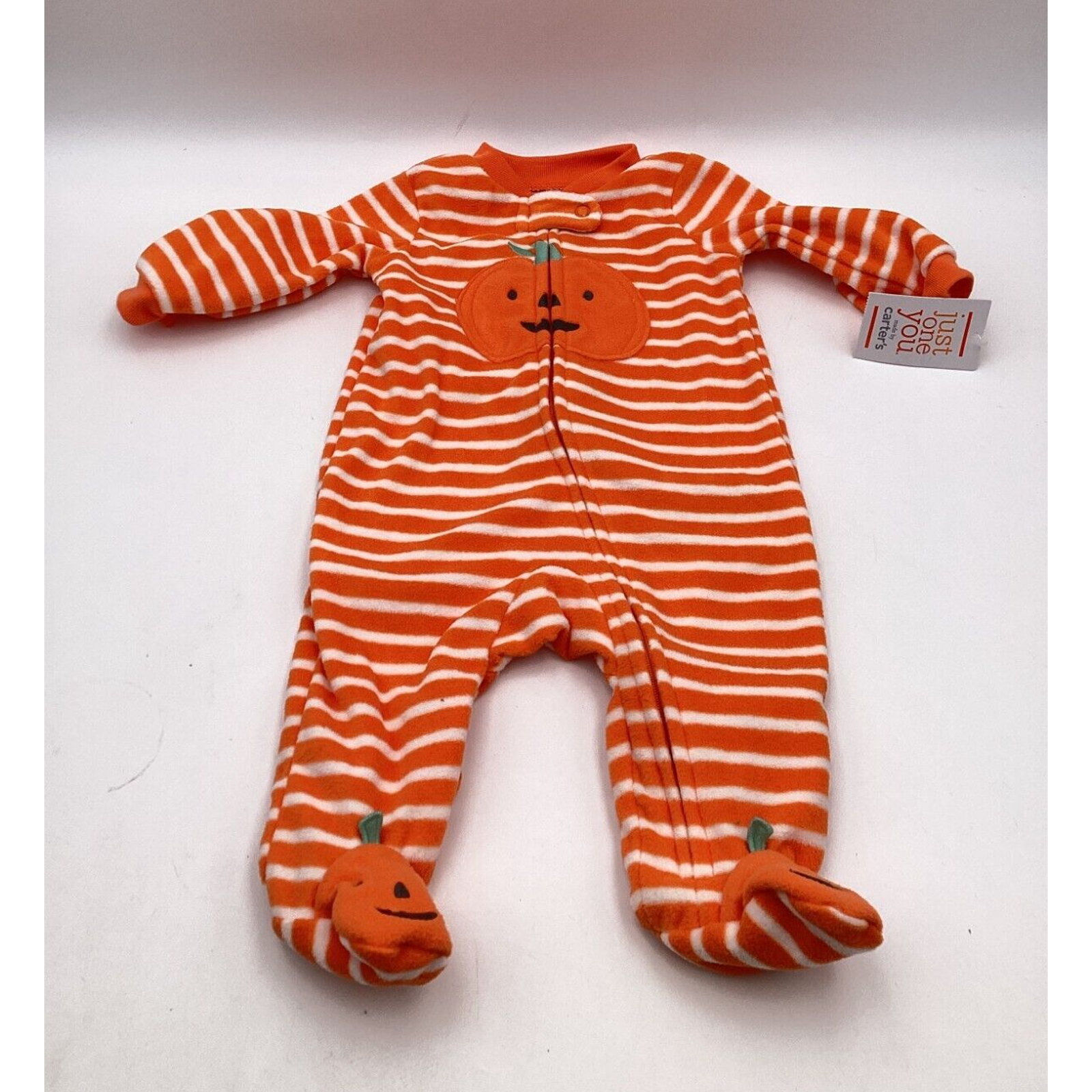 Carters Infant Boys Orange Fleece Halloween Sleeper Pumpkin Sleep & Play 3 Month